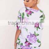 Custom Print Women Floral Print Grey Full Printing Flowers Ladies Pyjama Set Digital Printed Pajama Set thumbnail-2