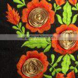 Black Pillow Cover, Decorative Pillow Cover, Floral Embroidery Pillow, Ribbon Pillow, Orange Accent Pillow, Couch Pillow, thumbnail-3