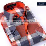 Grey and Orange Plaids Flannel Shirt for Men UK New Style for 2016 Hot Sale OEM thumbnail-1