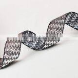 5/8 Inch Satin Ribbon Silver Chevron Design Satin Ribbon thumbnail-4