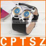 Fashion PU Band Watch Dial Retro Owl Double Double Movement Waterproof Sport Watch thumbnail-2