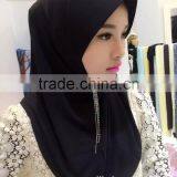 Black Muslim Hemp Simple Hood Scarf Hijabs/wuxe Solid Color Pretty Muslim Hijab/lual Fashion Muslim Hijab