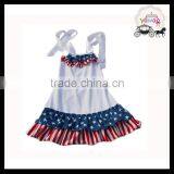 Star Stripe National Day Halter Neck Dress Latest Design Baby Frock Children Latest Fashion Dress Designs New Fashion Dress