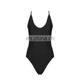 2017 Fashion Women Sexy Black Side Lace Up High Cut Thong One Piece Bikini Swimwear thumbnail-4
