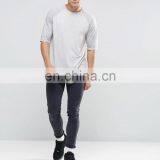 Men Raglan Gray Long Line Tshirts Custom Logo Design T-shirts Blank Raglan thumbnail-2