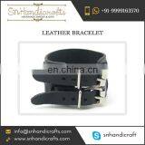 Get Bargain Price Discount on Large Leather Bracelet Having Two Stylish Metal Locks