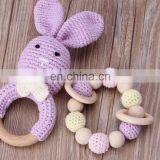 Stroller Baby Room Hand-woven Rattle Toy Child Rabbit Wooden Ring Vocal Rattle Doll thumbnail-5