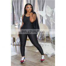 Новая мода 2021 года. Простой трикостюм с длинными рукавами и джаккардами для женщин на осень. Комплект с молнией. thumbnail-4