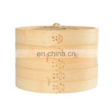 Eco-friendly Natural Round Shape Bamboo Dumpling Basket Chinese Mini Bambu Basket Cooker Dim Sum Sweetcorn Steamer thumbnail-4