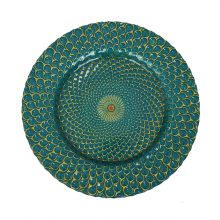 13 Inch Wholesale Tableware Black Colored Peacock Glass Charger Plate For Restaurant Dinner Tray Dish Wedding Sets thumbnail-2