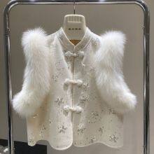 Neuer Fuchsleder-Waistcoat, beidseitiger Wolltweed-Anorak, Heavy-Industry-Waistcoat, elegantes chinesisches Kurzjackett mit Knöpfen thumbnail-2