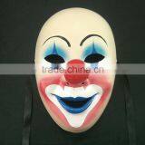 Plastic Clown Mask Blue Eye Red Nose Hand Painted For Party
