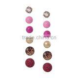 Fashion Jewelry 24K Gold Plated Multiple Acrylic Ball Earring Stud Set thumbnail-1