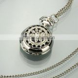 WP021 New Ladies Stainless Steel Case White Dial Black Pattern Front Necklace Pendant Pocket Watch