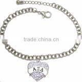 Genuine Austrian Clear Crystal DELTA ZATA SORORITY Charm Chain Link Bracelet thumbnail-2