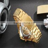 2016 New Hot Sale Skeleton Hollow Fashion Mechanical Self Wind Men Luury Male Business Gold Stainless Steel Strap Wrist Watch thumbnail-6