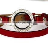 Monogram Personalized Leather Wrap Floating Lockets Bracelet thumbnail-3