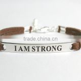 Factory OEM custom logo i am strong Inspirational Charm Bracelet                        
                                                                                Supplier's Choice