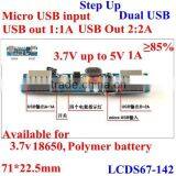 Polymer Battery Charger Circuit Board / Power Supply Module 3.7v up to 5v 1a 2a dc dc Step up Converter , Availabe for 18650