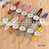 Women New Classic Geneva Ethnic Braided Analog Quartz Chain Lips Watch Strap thumbnail-6