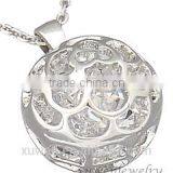Big CZ Stone Casting High Polished Stainless Steel Globe Necklace