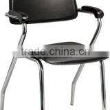 Stack Bentwood PVC Upholstery Chrome Chair With Solid Wood Arm Training Office Chair A32-H08