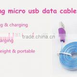 Mix Color Flashing Visible Luminous Smiling Face Micro USB Cable LED Glow Sync Data Charger Cables, Noodle Cables for Samsung thumbnail-2