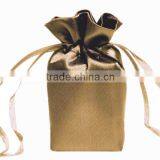 Antique Gold Satin Wedding Favor Bags With Drawstring