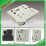 ABS 8pin multi socket 86type 13A 250V swith socket with light switch socket
