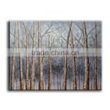 Handmade canvas silver leaf trees oil painting