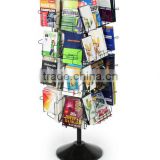 32-Pocket Wire Literature Floor Stand for Books, Adjustable Height,metal stand Rotating - Black