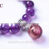 Fashion Women Charm Amethyst Bead Custom Stone Aromatherapy Diffuser Jewelry Handmade Health Bracelet thumbnail-2