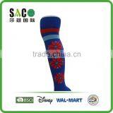 Fancy Red Snow Pattern Red and White Stripe Blue Knee-high Sports Socks thumbnail-3