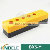 Five Hole Yellow and Black Push Button Plastic Station Electrical Control Box BX5-Y