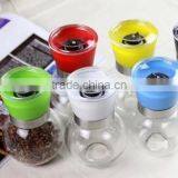 Glass Spice Jar Pepper Mill Grinder Colored Lids Globular Shape thumbnail-2