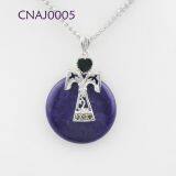 925 DIY Sterling Silver Jewelry Gemstone Pendant Necklace Round thumbnail-2