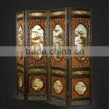 Arabian Furniture Traditional Hand Painting Four Panel Folding Screen, Retro Art Painting Wooden Floor Screen thumbnail-2