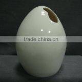 Egg Shape White Stoneware Bud Vase thumbnail-1