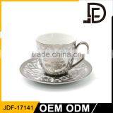 Silver Rim Cylindrical Espresso Cups Custom / Fine Porcelain Italy Coffee Cup Sets thumbnail-1
