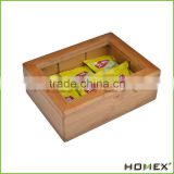 Function Bamboo Tea Box Bag Storage Box With 6 Divide /Homex_Factory