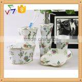 4pcs Flower Design Ceramic Bathroom Set thumbnail-1