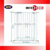 Safety Gate Wide Baby Walk Thru Door Pet Fence Dog Child Sturdy Steel White NEW
