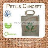 Eco-friendly Jute Green Bag With Wooden Cane Handle thumbnail-1