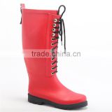 woman rubber rain boots with lace up