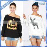 Long Sleeve Sweatshirts For Women Wholesale Women Off Shoulder Sweatshirt thumbnail-1