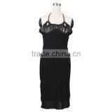 Crochet Cotton Black Dress With Shoulder-straps thumbnail-1