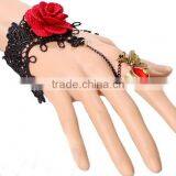 Beautiful Rose Charm Jewelry Sets Lace Flower Bracelet Wrap With Diamond Ring thumbnail-2