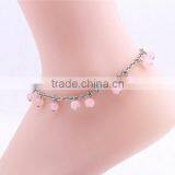 Pure Handmade Lapis Beads Charm Anklets Diy Lapis Charm Link Chain Anklet Bracelet for Women thumbnail-5