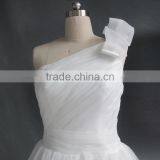 Knee Length One Shoulder Ball Gown Wedding Dress/Chiffon Wedding Dress thumbnail-3