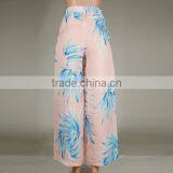 2017Women Casual Pants Loose Printed Leaf Pattern Pink thumbnail-3